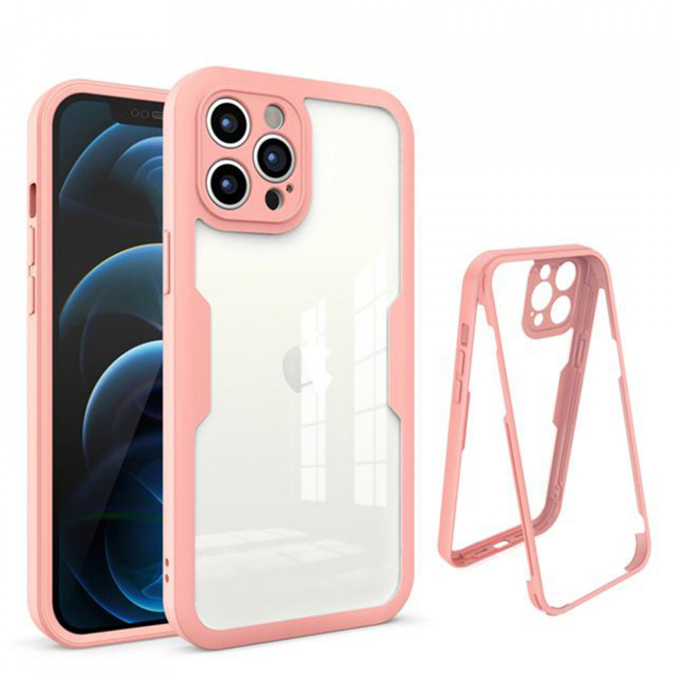 [Pachet 360°] Husa + Folie pentru iPhone 12 Pro Max, SKDR ColorShield 360° - Roz
