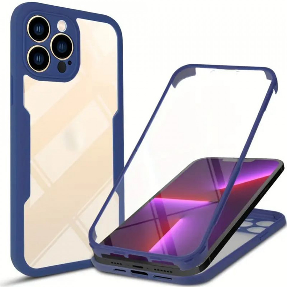 [Pachet 360°] Husa + Folie pentru iPhone 13 Pro Max, SKDR ColorShield 360° - Albastru