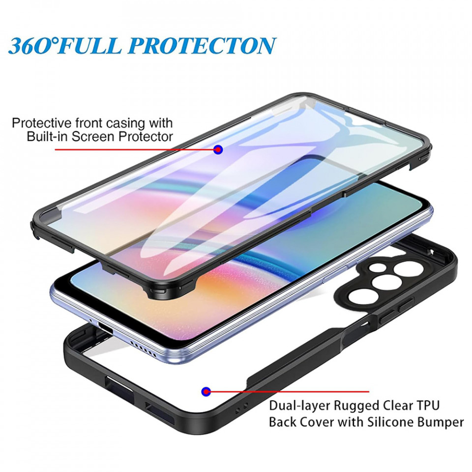 [Pachet 360°] Husa + Folie pentru Samsung Galaxy A34 5G, SKDR ColorShield 360° - Negru - 1 | YEO