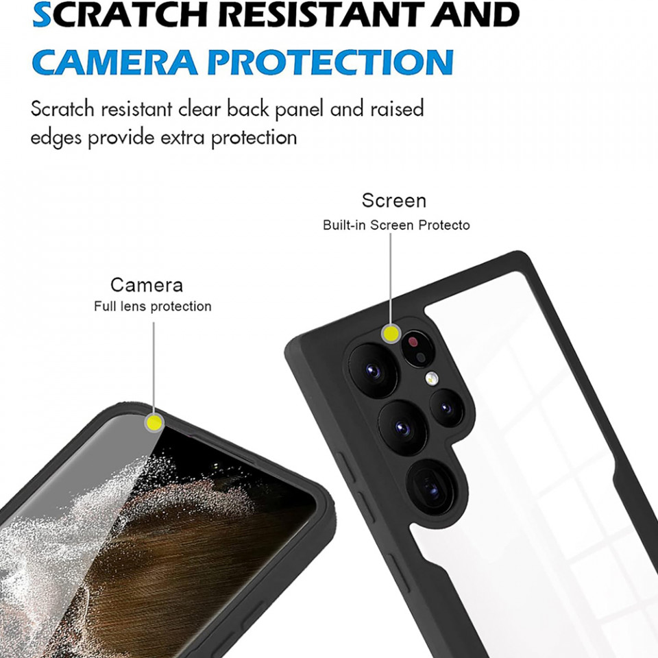 [Pachet 360°] Husa + Folie pentru Samsung Galaxy S23 Ultra, SKDR ColorShield 360° - Albastru - 3 | YEO