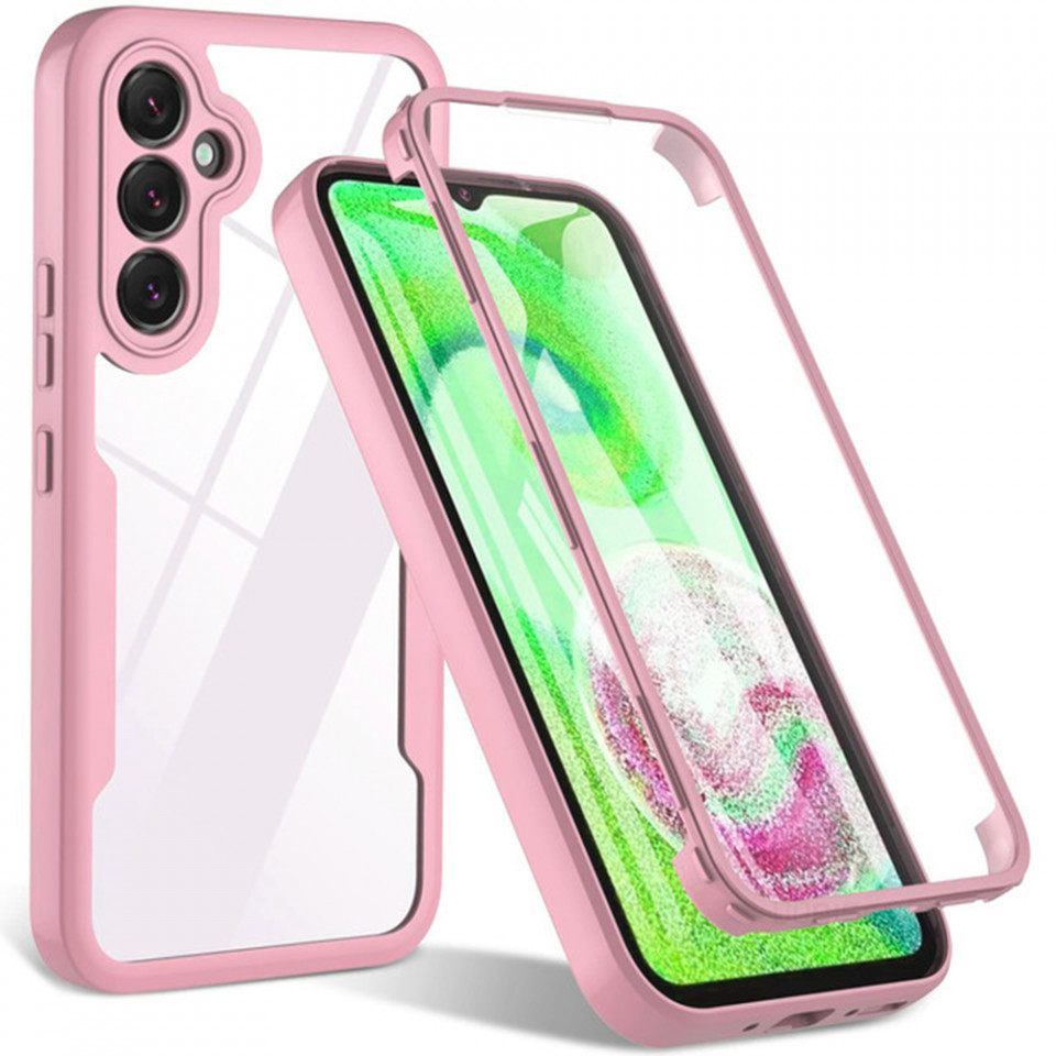 [Pachet 360°] Husa + Folie pentru Samsung Galaxy S24 Plus, SKDR ColorShield 360° - Roz