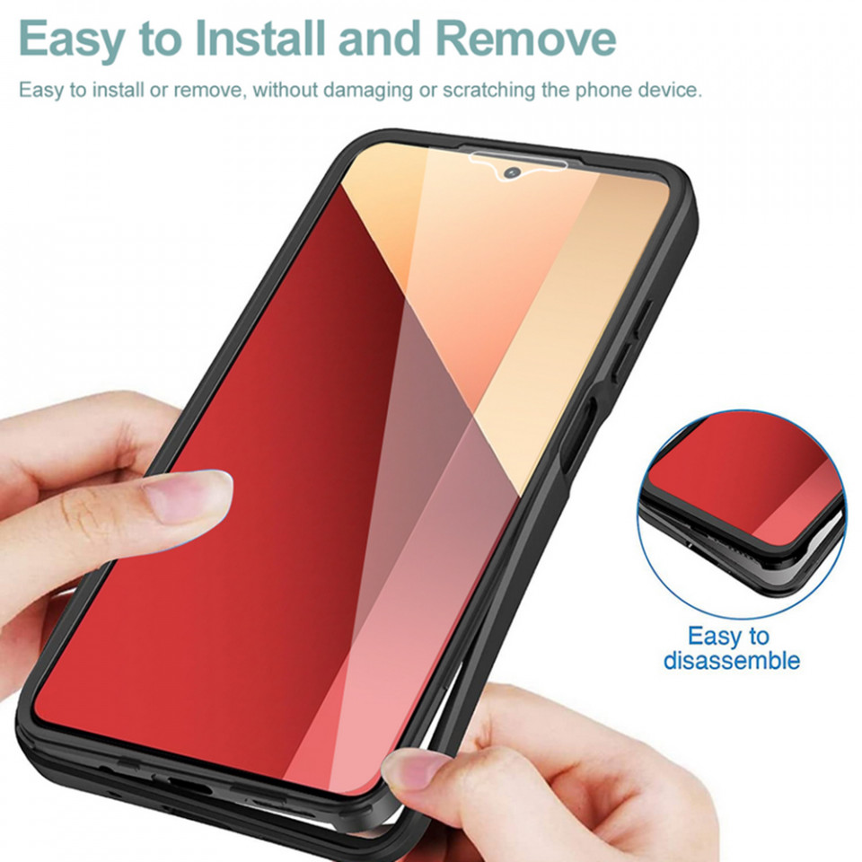 [Pachet 360°] Husa + Folie pentru Xiaomi Redmi Note 13 Pro 4G / Poco M6 Pro 4G, SKDR ColorShield 360° - Roz - 3 | YEO