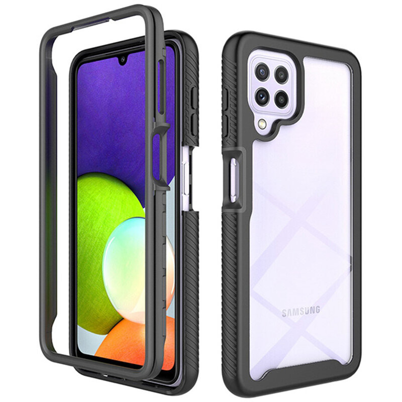[Pachet 360°] Husa + Folie Samsung Galaxy A22, Techsuit Defense - Negru
