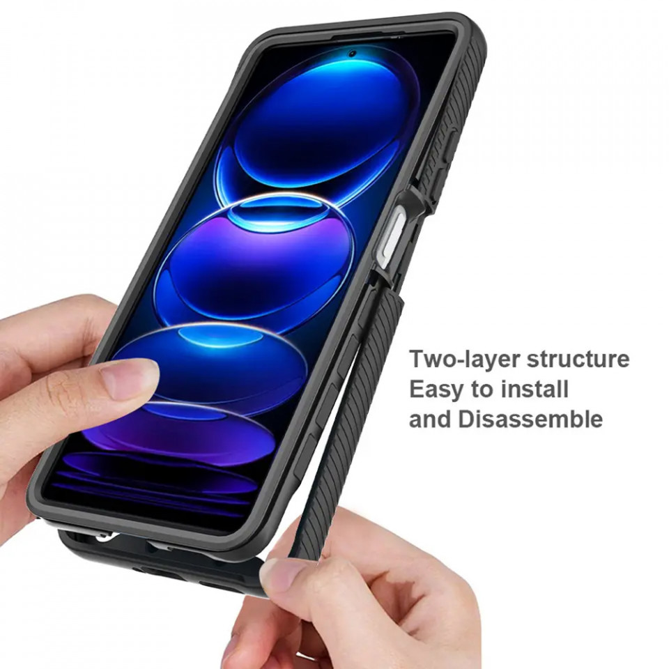 [Pachet 360°] Husa + Folie Xiaomi Redmi Note 13 5G anti soc, Techsuit Defense - Negru - 2 | YEO