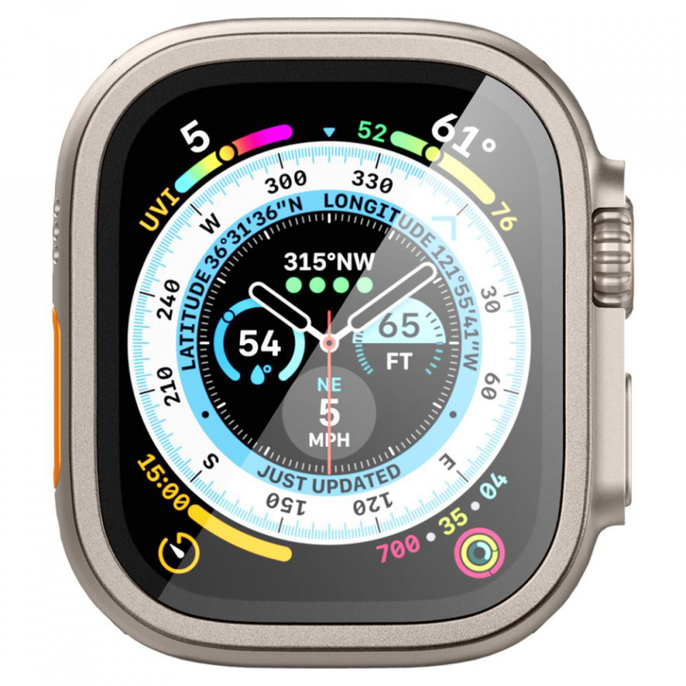[Pachet 360°] Rama + Folie Apple Watch Ultra Glas.tR Slim Pro, Spigen - Titanium - 1 | YEO