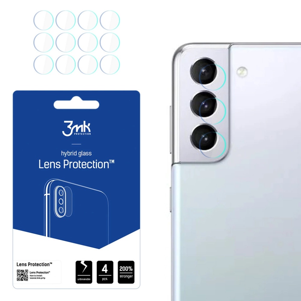 [Pachet 4x] Folie camera pentru Samsung Galaxy S22 5G, 3mk Lens Protection, Transparenta