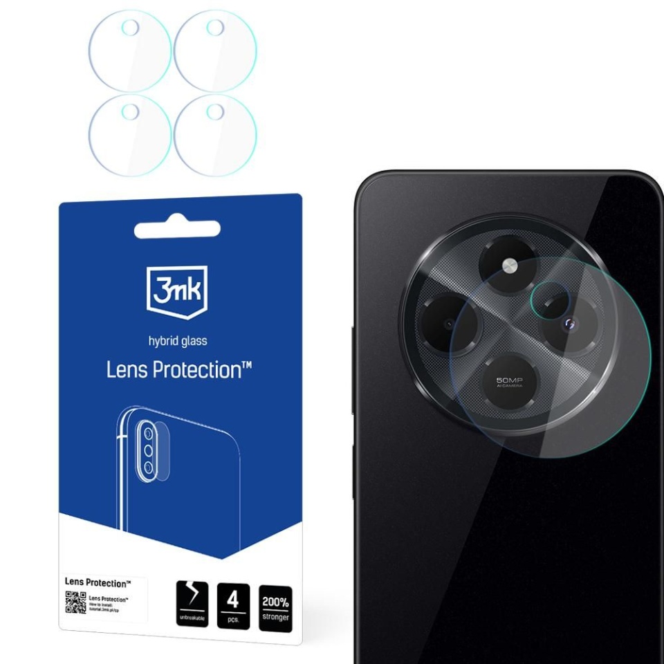 [Pachet 4x] Folie camera pentru Xiaomi Redmi 14C / Poco C75, 3mk Lens Protection, Transparenta