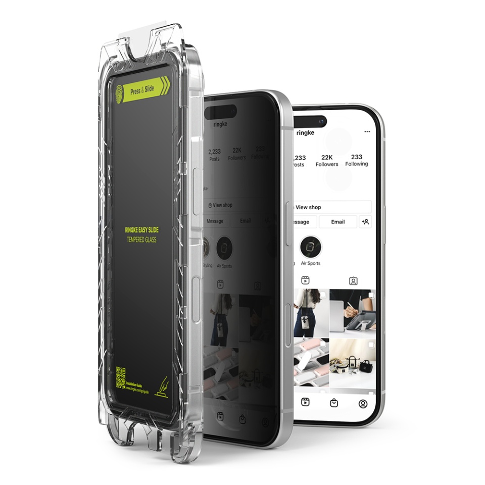 [Pachet x2] Folie sticla iPhone 16 Pro, Claritate si Protectie Maxima, Strat Oleofobic Anti-Amprenta, Ringke Easy Slide - Transparenta - 1 | YEO