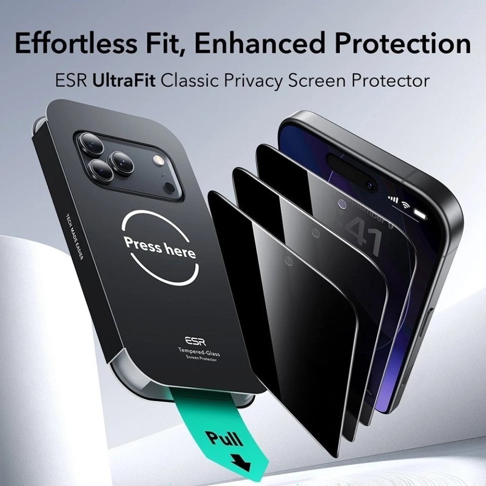 [Pachet x3] Folie sticla pentru iPhone 17 Pro, ESR Tempered Glass UltraFit, Negru - 1 | YEO
