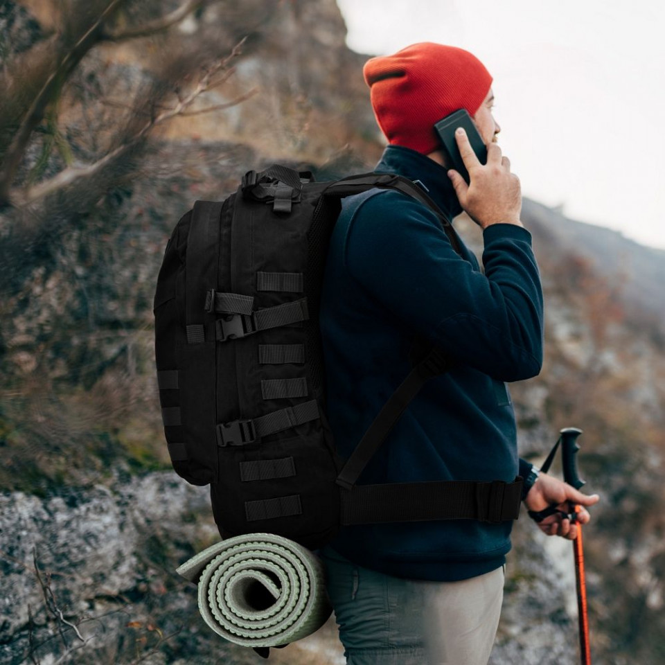 Rucsac Impermeabil 30L, Compartimente Multiple, Curele Reglabile, Outdoor, Forcell Ranger LYNX, Negru - 3 | YEO