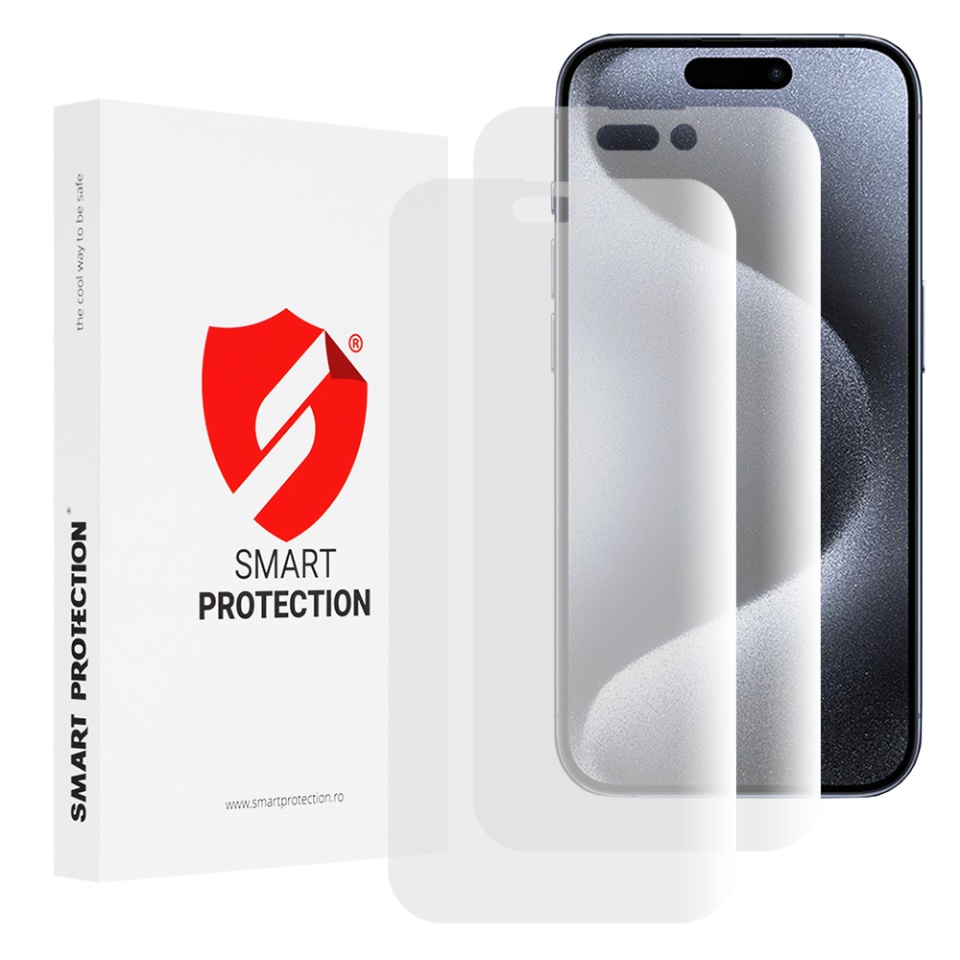 [SET 2x] Folie de protectie iPhone 15 Pro, Premium Classic, Smart Protection, Transparent