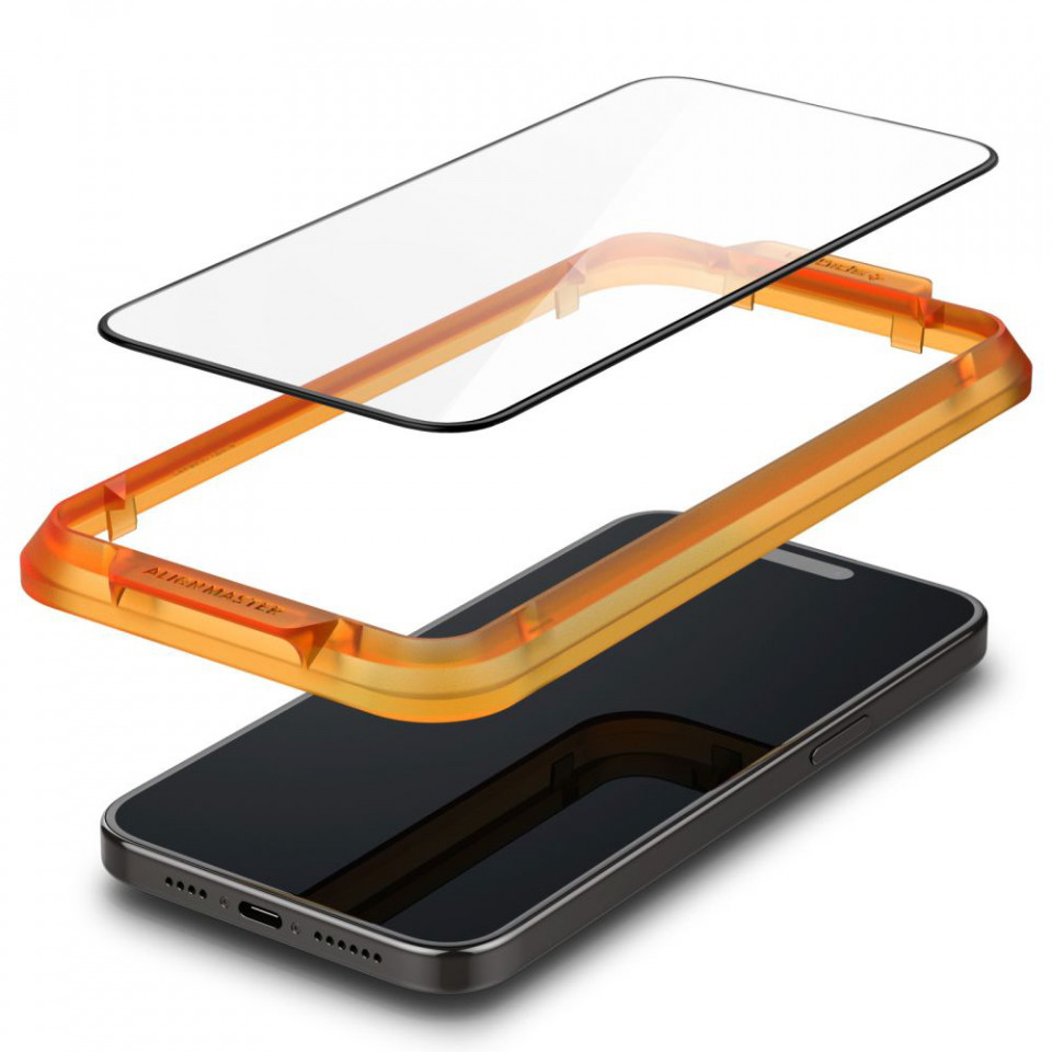 [SET 2x] Folie iPhone 15 Pro Max, Spigen Glass.TR Align Master - Negru - 2 | YEO