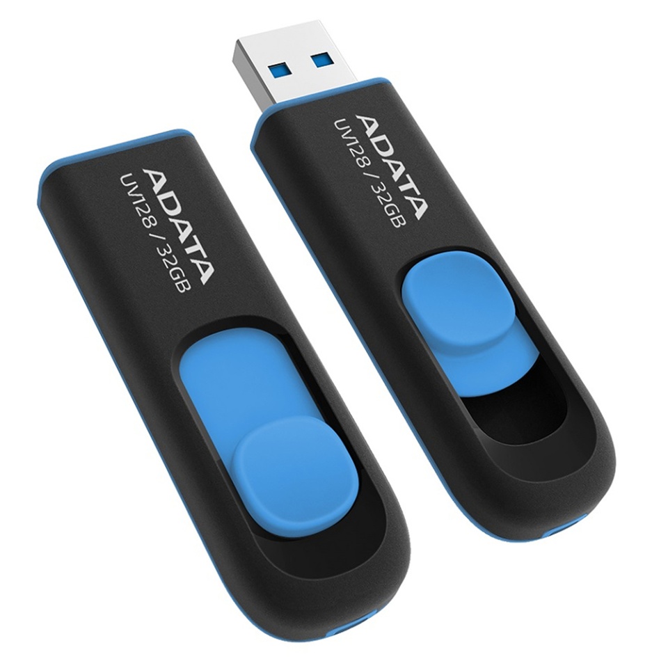 Stick USB ADATA AUV128-RBE, 32G, USB 3.0, Transfer Rapid, Albastru/Negru - 1 | YEO