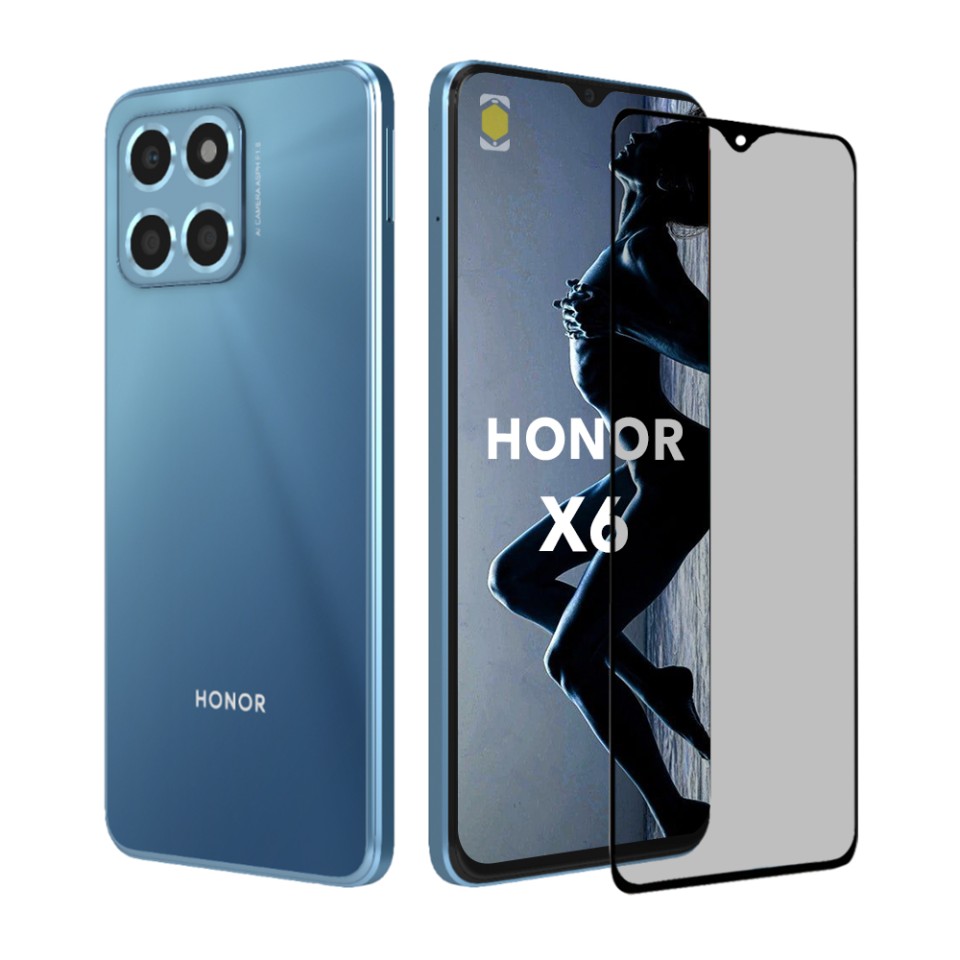 Sticla pentru Honor X6 / X8 5G / 70 Lite, Anti-spy Ultra HD, Protectie 9H, Montare Simplă, SKYDDAR 111D Privacy - Black Frame
