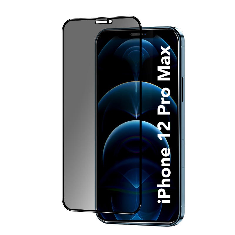 Sticla pentru iPhone 12 Pro Max, Anti-spy Ultra HD, Protectie 9H, Montare Simplă, SKYDDAR 111D Privacy - Black Frame