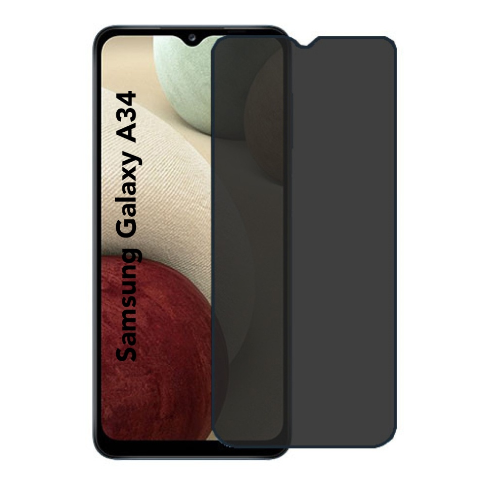 Sticla pentru Samsung Galaxy A34 5G, Anti-spy Ultra HD, Protectie 9H, Montare Simplă, SKYDDAR 111D Privacy - Black Frame