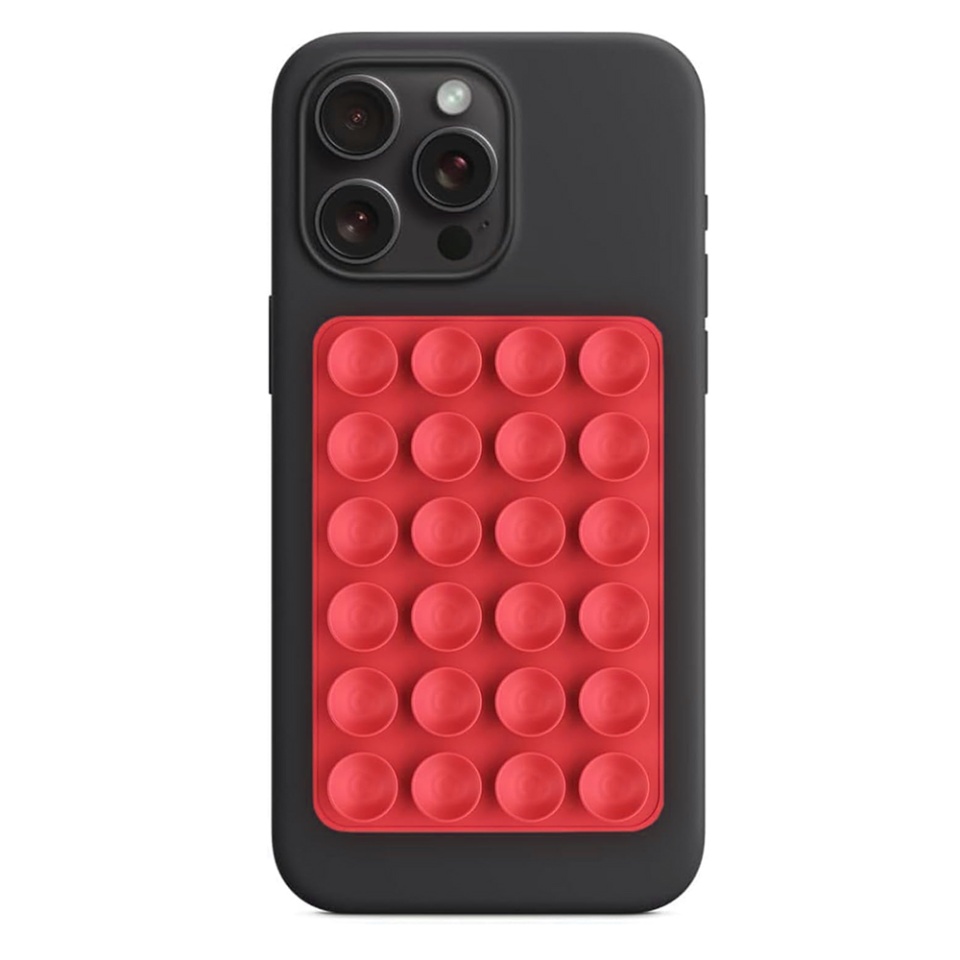 Suport Adeziv Universal pentru Telefon cu Ventuza, Potrivit Pentru Tik-Tok/Selfie/Vizionare Video, din Silicon, 8x5,5cm, SKDR StickIt SO-PAD - Rosu