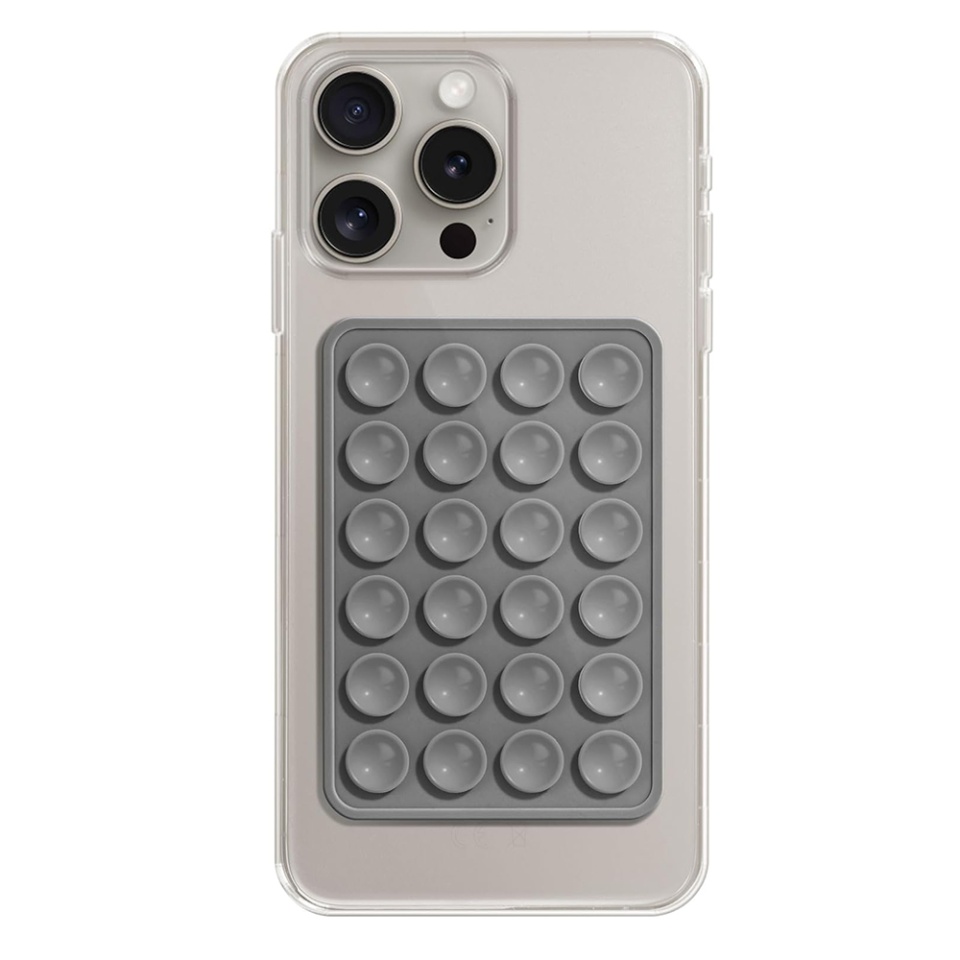 Suport Adeziv Universal pentru Telefon cu Ventuza, Potrivit Pentru Tik-Tok/Selfie/Vizionare Video, din Silicon, 8x5,5cm, SKDR StickIt SO-PAD - Gri