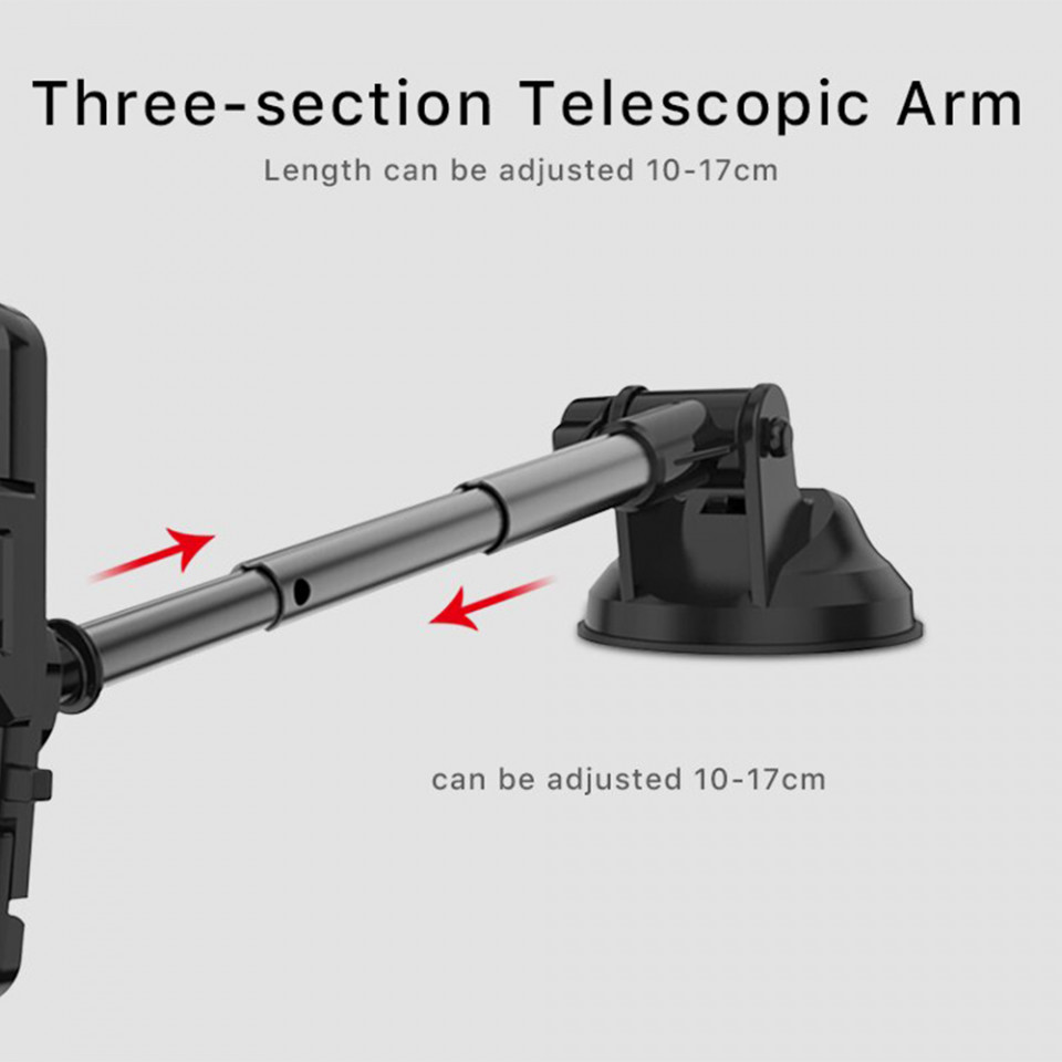 Suport Auto cu Brat Extensibil, pentru Bord / Parbriz, Yesido C40 - Negru - 2 | YEO