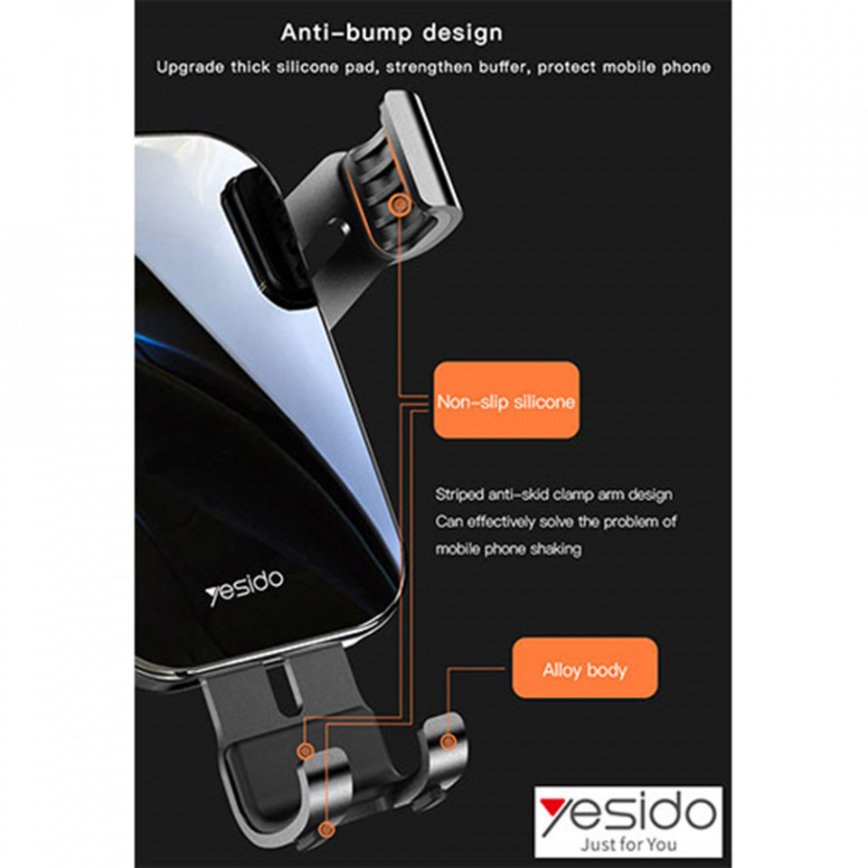 Suport Auto cu Prindere Automata pentru Grila de Ventilatie, Yesido C87 - Negru - 3 | YEO