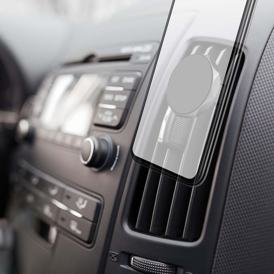 Suport Auto Grila Ventilatie Magnetic, Compatibilitate Universala, SKDR TinyGrip (S9), Negru Argintiu, set cu sticker - 3 | YEO