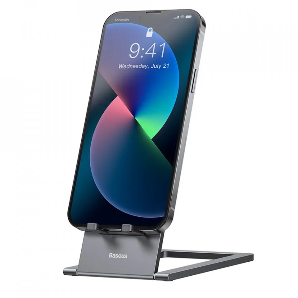 Suport Birou din Aluminiu, Pliabil, pentru Telefon si Tableta, Baseus (LUKP000013), Gri - 1 | YEO