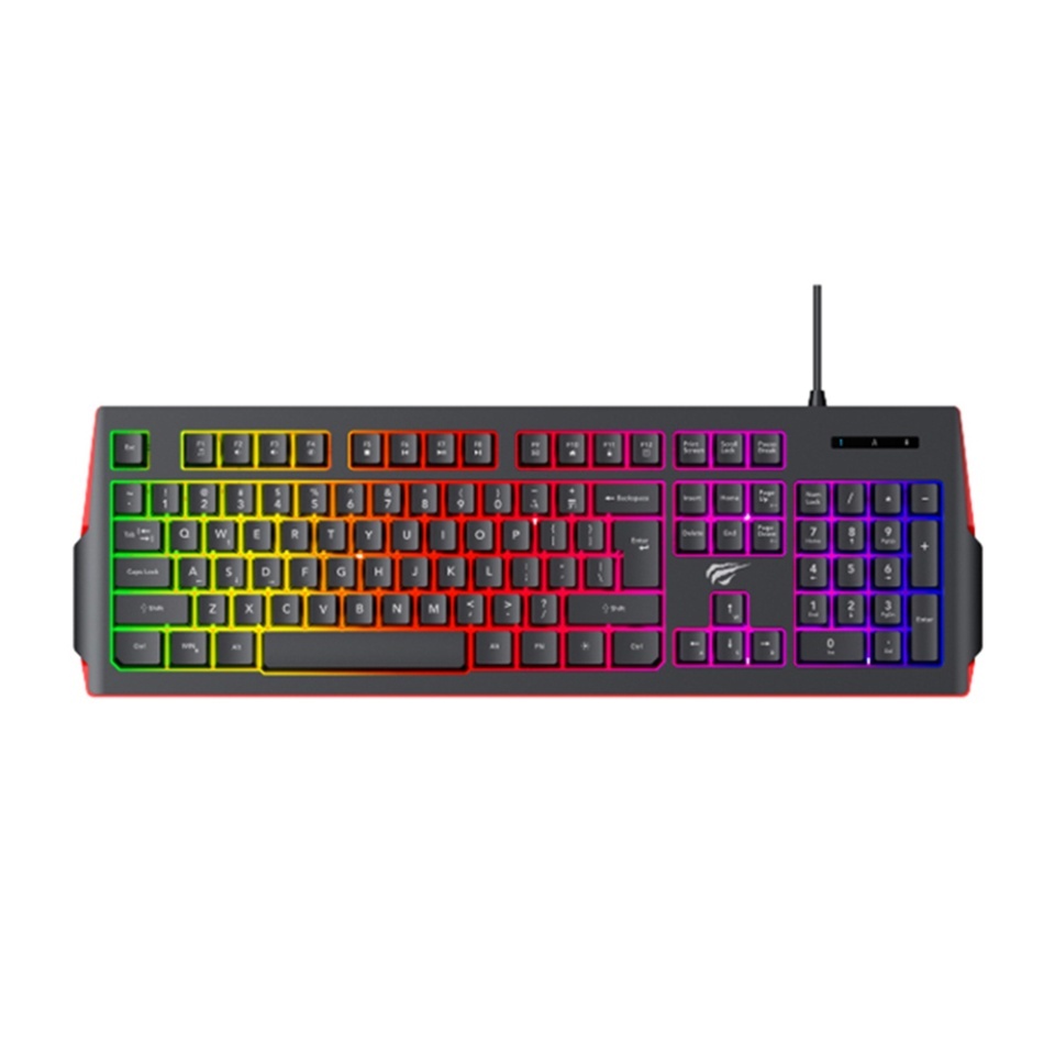 Tastatura Gaming RGB, Layout EN, Cablu 1.4m, 300mA, Havit KB866L, Negru/ Rosu