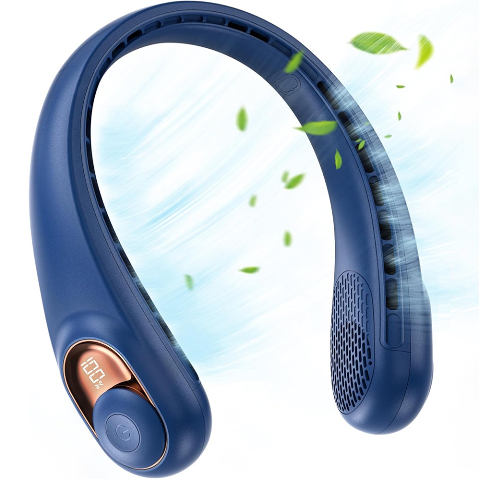 Ventilator Portabil de Gat S9, Display Digital, 3 Viteze, 5200mAh, 5800RPM, Hands-Free si Reincarcabil, Albastru