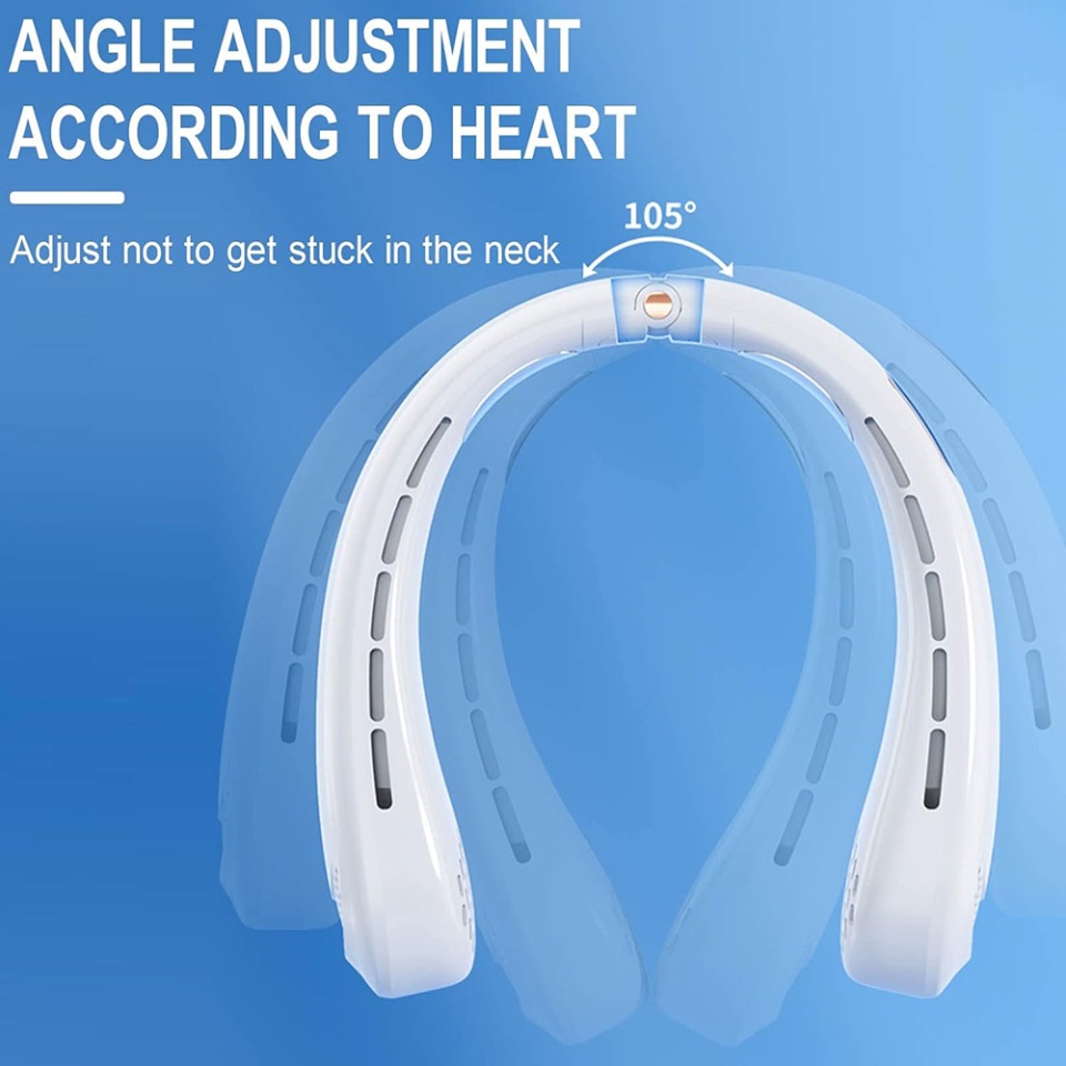 Ventilator Portabil pentru Gat, Ajustabil, 5 Trepte Viteza, Display Digital, USB, SKDR NeckBreeze - Alb - 3 | YEO