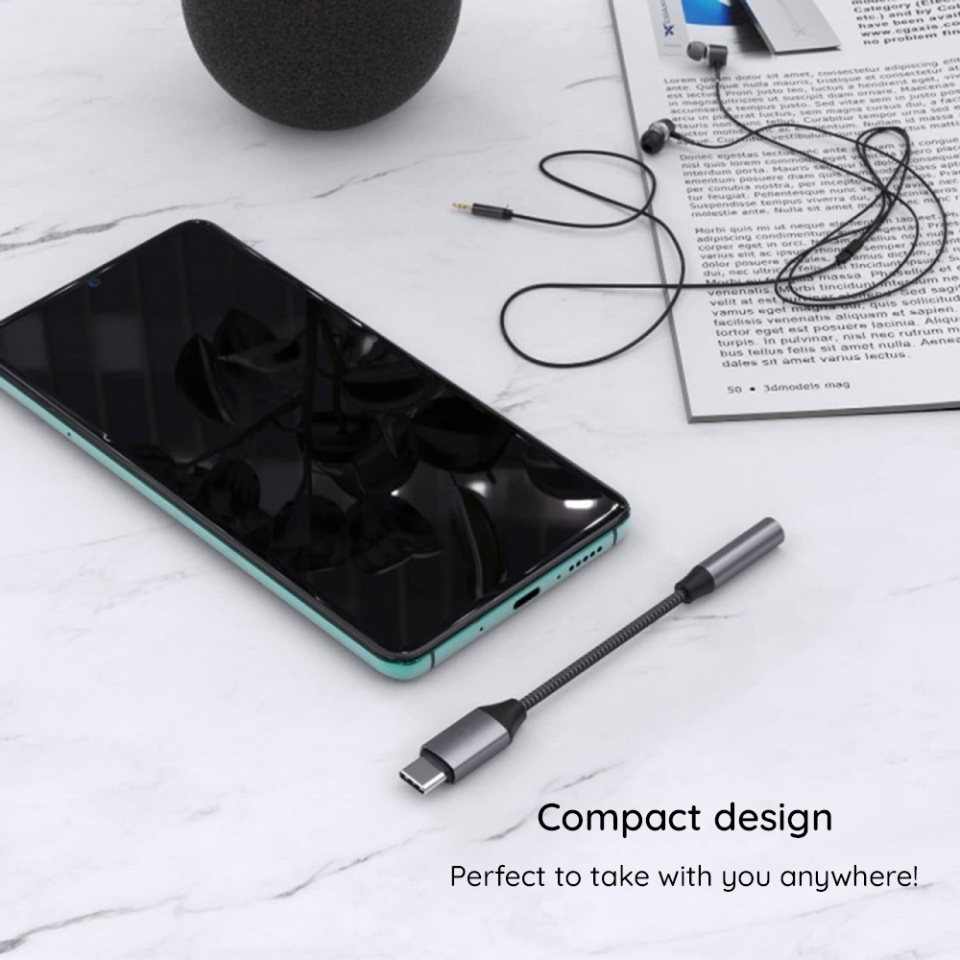 Adaptor Audio Type-C, MusicDoX AC8, Hi-Fi, 3A, Gri - 3 | YEO