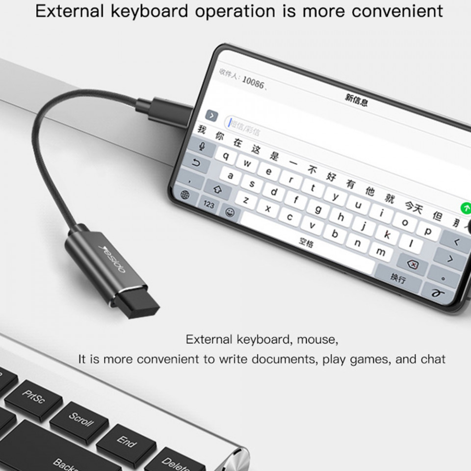 Adaptor cablu Type-C la USB 3.0, 5Gbps, (GS01), Yesido - Negru - 3 | YEO