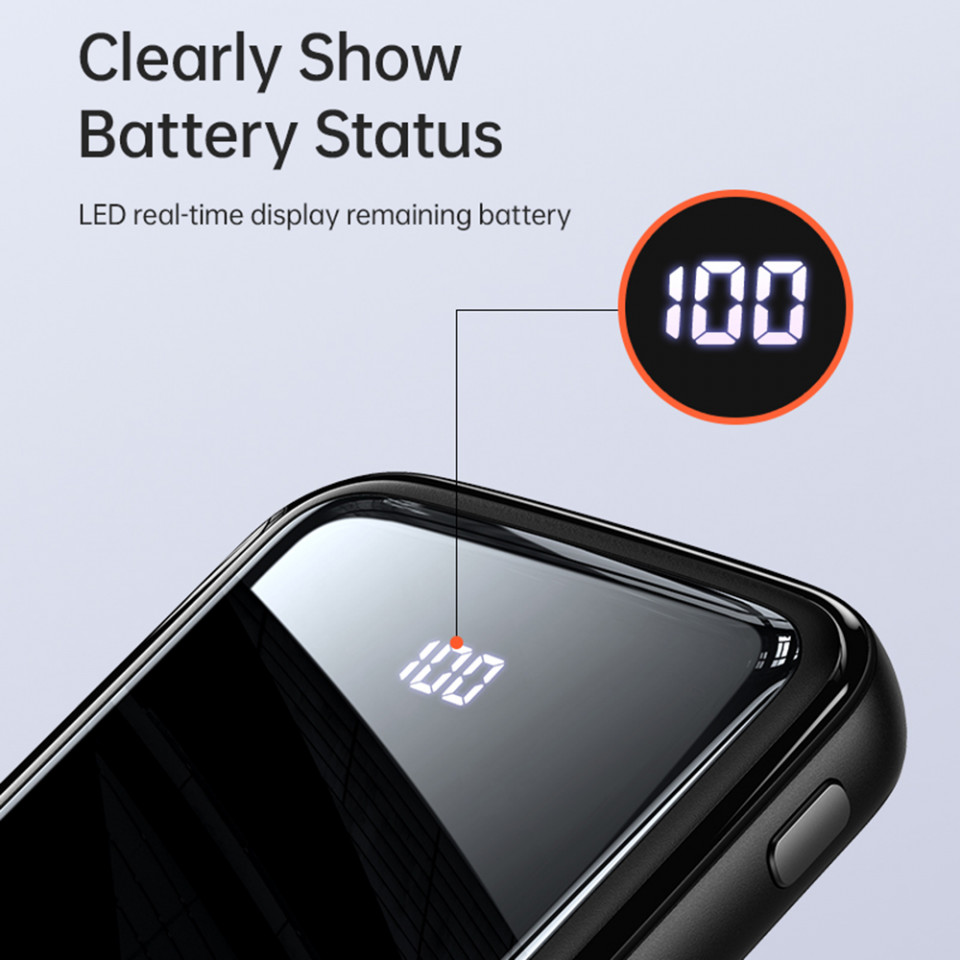 Baterie Externa 10000mAh (US-CD163), cu Display Digital, 2x USB, USAMS - Negru - 2 | YEO