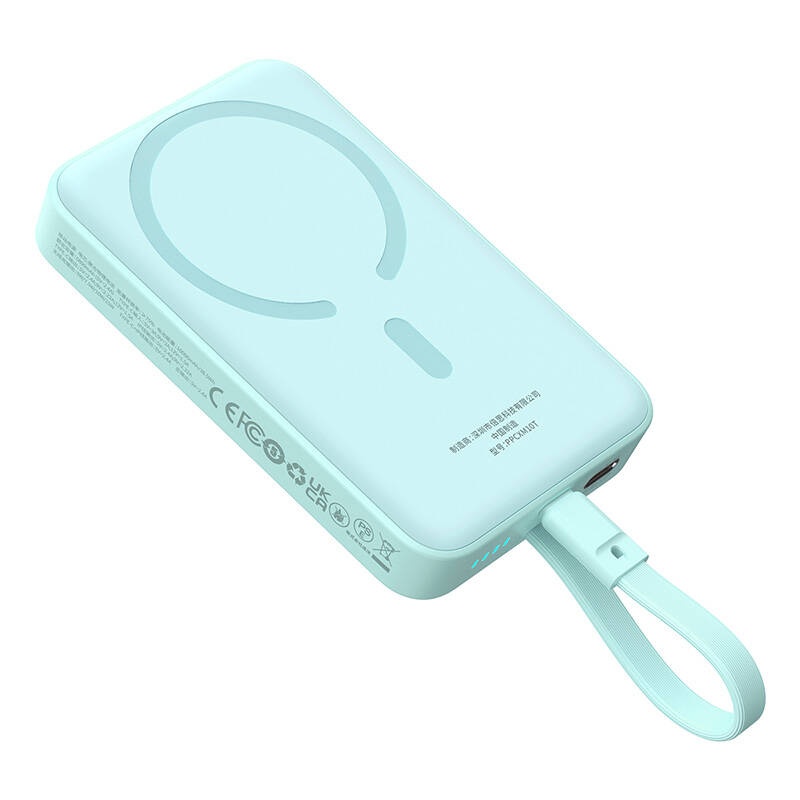 Baterie Externa, Baseus, Incarcare Rapida, MagSafe, 2x USB-C, Lightning, 30W, 10000mAh, Magnetic Mini, Bleu - 1 | YEO
