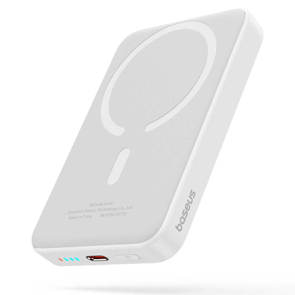 Baterie Externa, Baseus, Magnetica, Incarcare Rapida, MagSafe, USB-C, 10000mAh, 20W, Magnetic Mini, Alb - 3 | YEO
