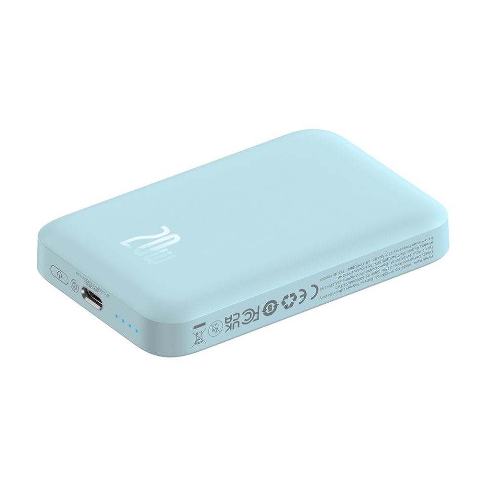Baterie Externa, Baseus, Magnetica, Incarcare Rapida, MagSafe, USB-C, 6000mAh, 20W, Magnetic Mini, Albastru - 3 | YEO