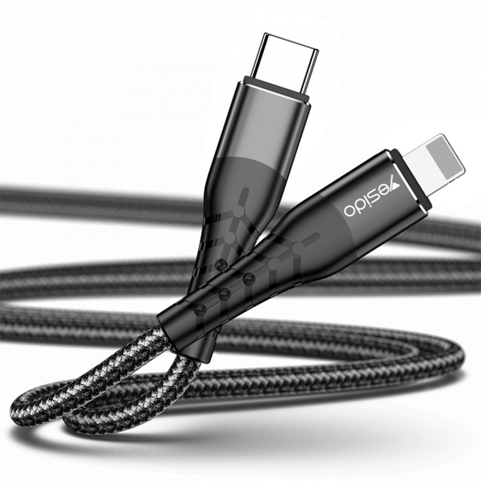 Cablu de Date Type-C la Lightning 18W, 1.2m, Yesido (CA-48) - Negru - 3 | YEO