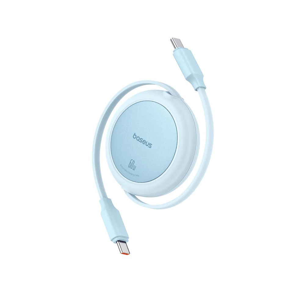Cablu de Incarcare / Date Retractabil Type-C la Type-C, 60W, 1m, Baseus, Free2Pull Mini, Albastru