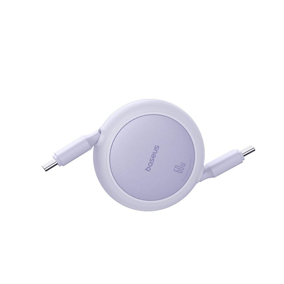 Cablu de Incarcare / Date Retractabil Type-C la Type-C, 60W, 1m, Baseus, Free2Pull Mini, Mov - 3 | YEO