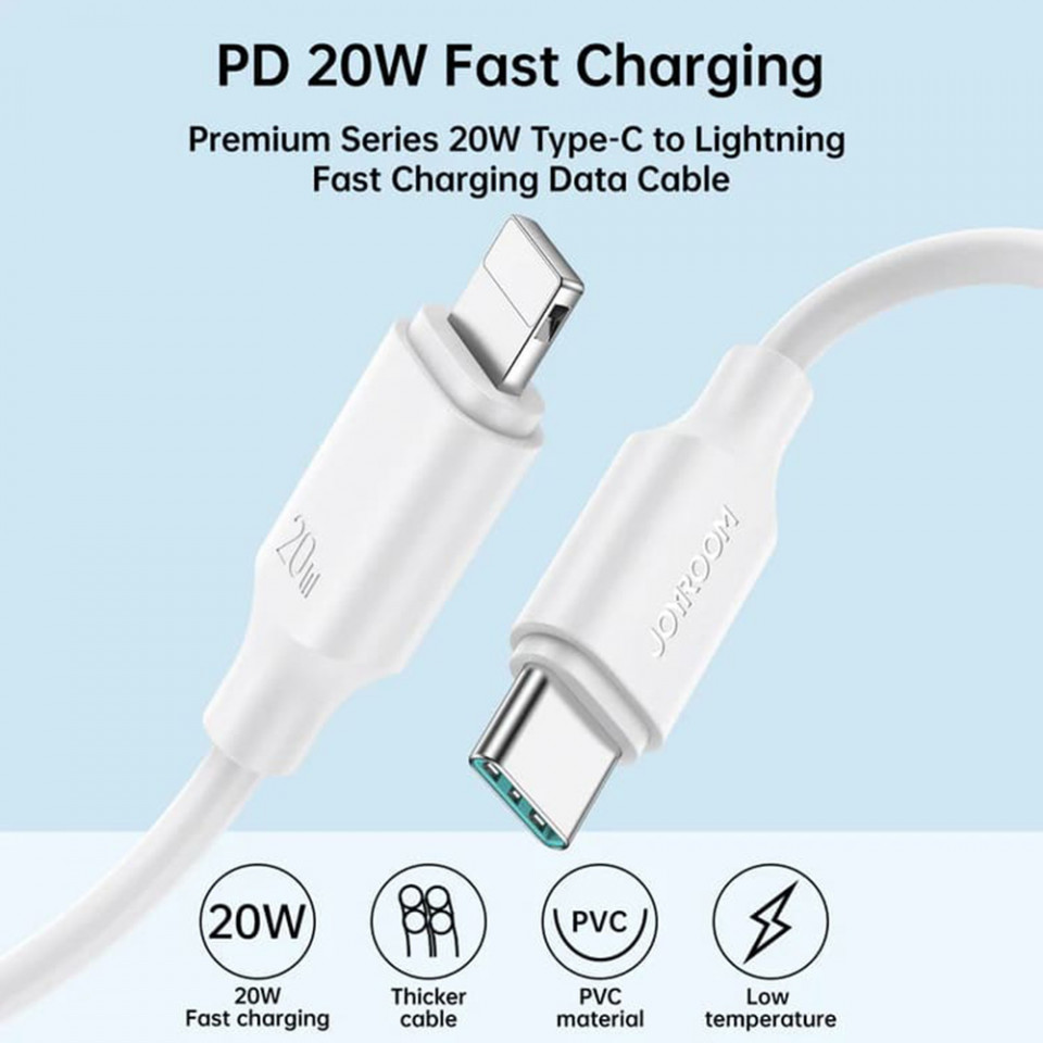 Cablu Type-C la Lightning, Fast Charging, PD20W, 480Mbps, 2m - JoyRoom (S-CL020A9) - Black - 2 | YEO