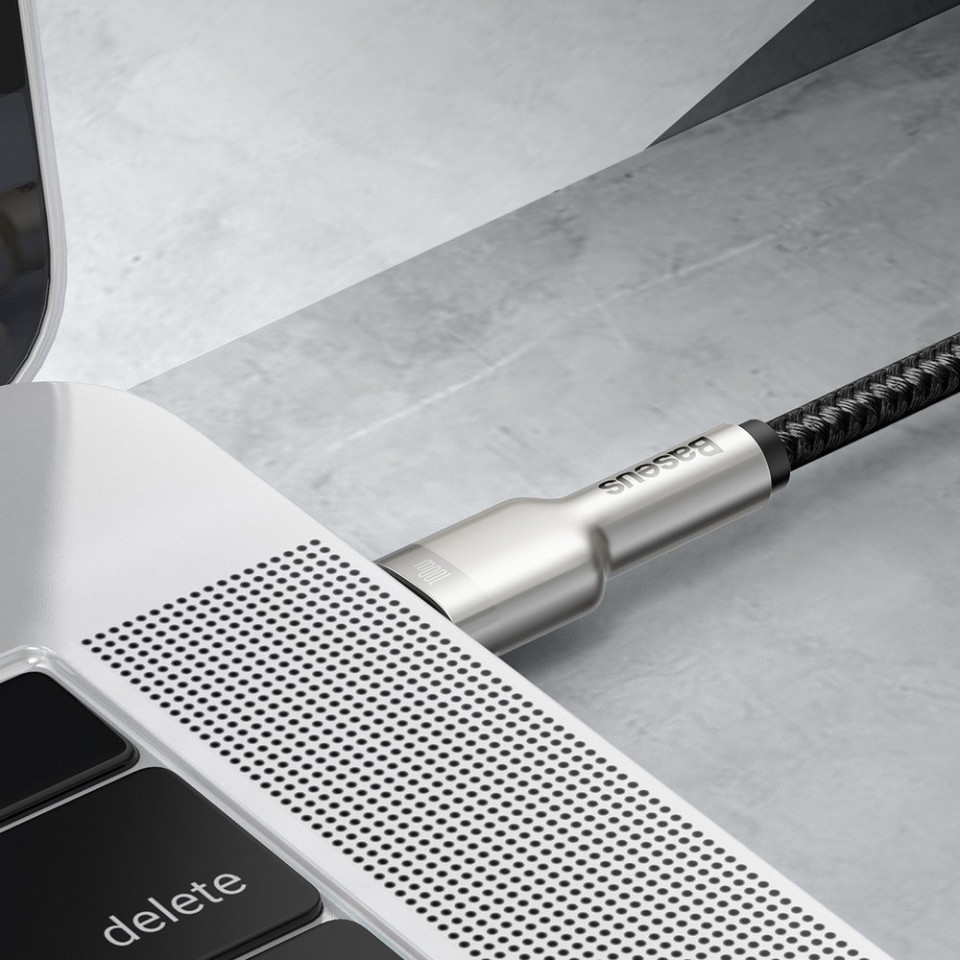 Cablu Type-C to Type-C, Super Fast Charge, 100W, 480Mbps, 20V, 5A, 1m - Baseus Cafule Series Metal (CATJK-C01) - Black - 3 | YEO
