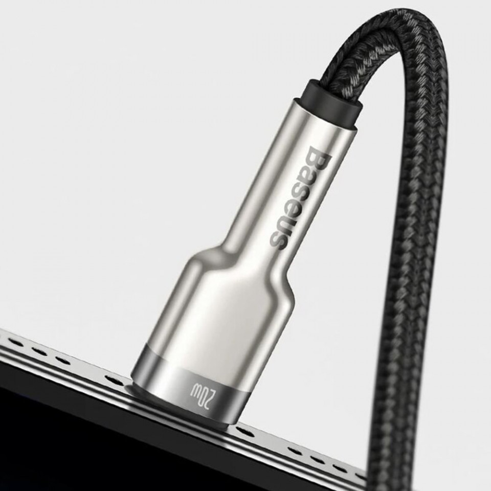 Cablu USB to Lightning, 2.4A, 480Mbps, 1m - Baseus Cafule Series Metal (CALJK-A01) - Black - 1 | YEO