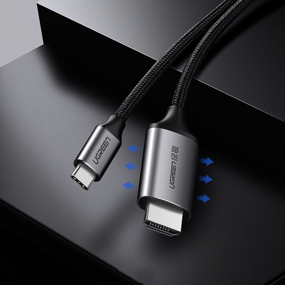Cablu Video Type-C la HDMI 4K@60Hz, 1.5m, Ugreen - Negru/ Gri - 2 | YEO
