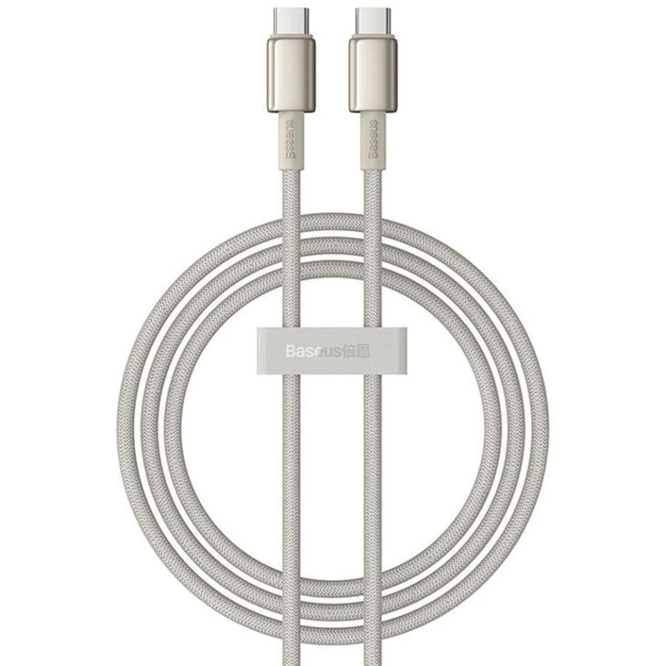 Cablue de Date Type-C la Type-C 100W, Super Fast Charging, 1m, 480Mbps, Baseus Tungsten Gold, Auriu