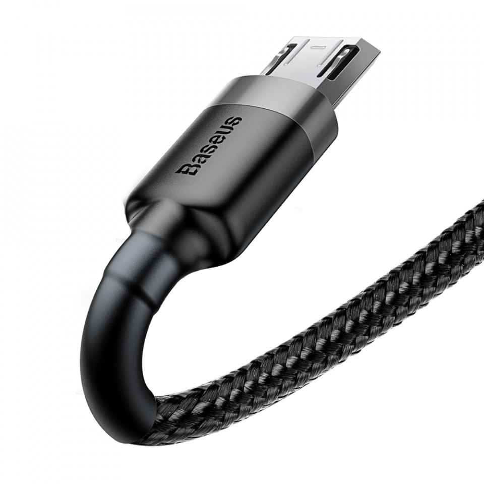 Cablue de date USB la Micro-USB, 1.5A, 2m, Cafule Baseus (CAMKLF-CG1) - Gri Negru - 2 | YEO