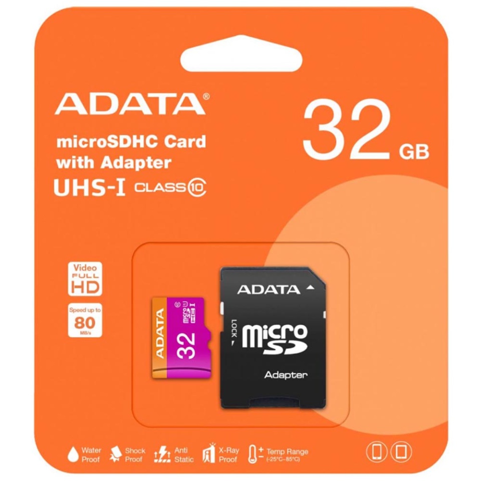 Card de Memorie MicroSDHC, Adaptor, Class 10, UHS-I U1, 32GB, Read 100MB/s, Write 25MB/s, Adata, Negru - 2 | YEO