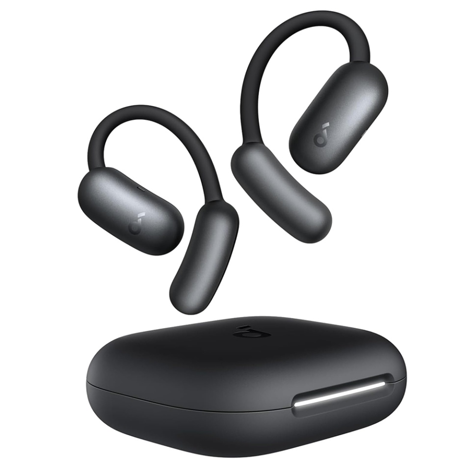 Casti Bluetooth Wireless, Anker SoundCore AeroFit 2, Casti fara Fir, Bluetooth 5.4, TWS, USB-C, cu dock de incarcare, Rezistente la Praf IP55, Negru