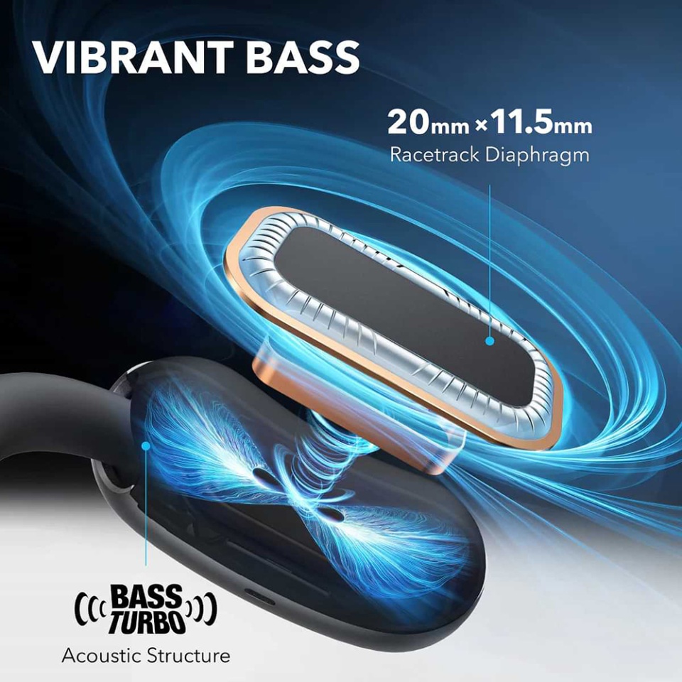Casti Bluetooth Wireless, Anker SoundCore AeroFit 2, Casti fara Fir, Bluetooth 5.4, TWS, USB-C, cu dock de incarcare, Rezistente la Praf IP55, Albastru - 3 | YEO