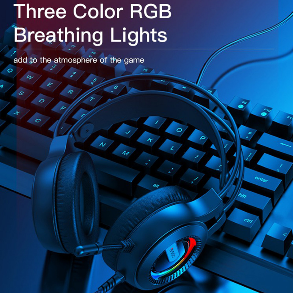 Casti Cu Fir si Lumini RGB, Mufa Jack - Yesido (EK02) - Black - 1 | YEO