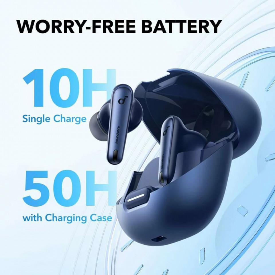Casti In-Ear Bluetooth 5.3, ANC 2.0, Hi-Res, LDAC, IPX4, Anker SoundCore Liberty 4 NC, (A3947G31) - Blue - 2 | YEO