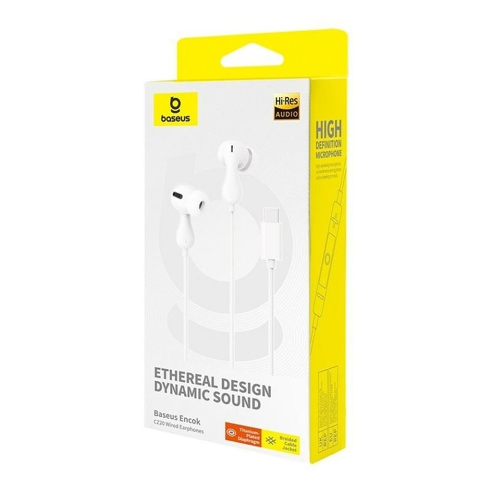 Casti In-Ear cu fir Type-C, Microfon, 20Hz-40kHz, Hi-Res, Baseus Encok CZ20, Negru - 3 | YEO